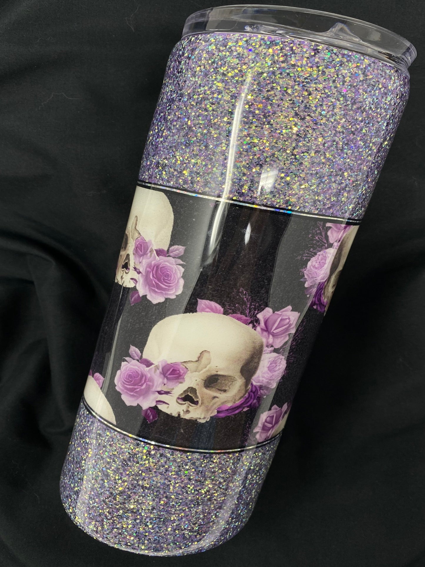 Skulls and Flowers | Personalized Glitter Tumblers